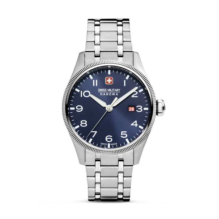 Swiss Military By Hanova Men's Stainless Steel Case Bracelet BLUE Dial Watch