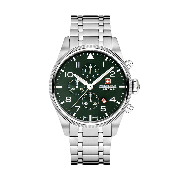 Swiss Military By Hanova Men's Stainless Steel Case Bracelet OLIVE Dial Watch