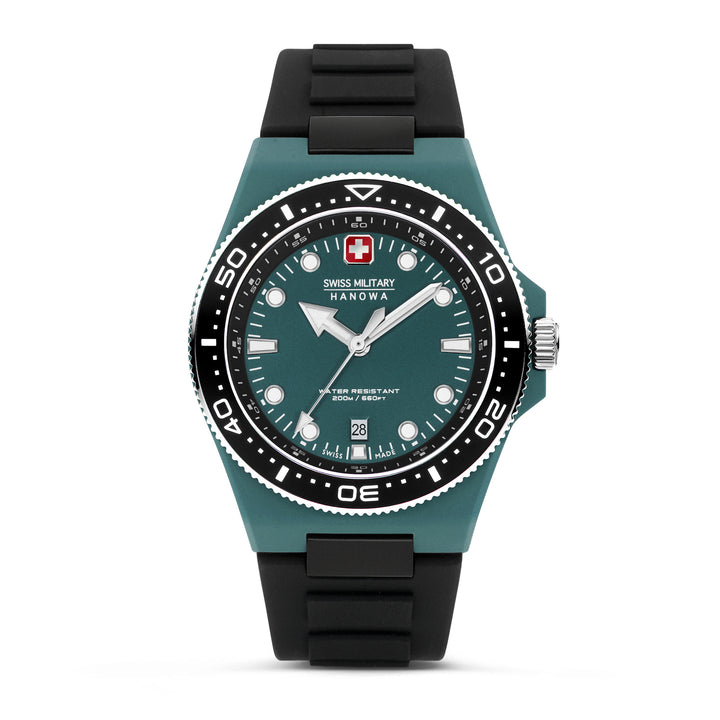 Swiss Military By Hanova Men's Stainless Steel Case Leather GREEN Dial Watch