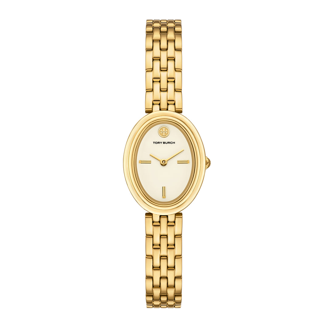 Tory Burch Women's Oval Two-Hand  Gold-Tone Stainless Steel Watch
