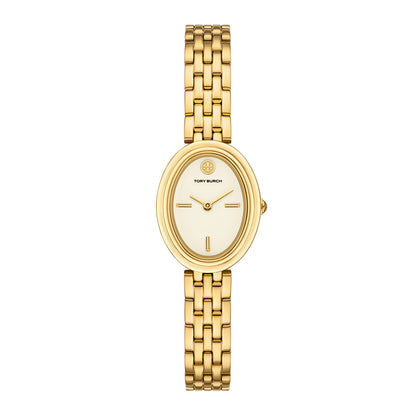 Tory Burch Women's Oval Two-Hand  Gold-Tone Stainless Steel Watch