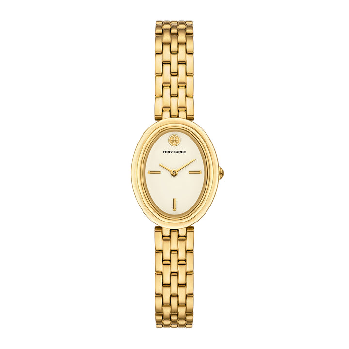 Tory Burch Women's Oval Two-Hand  Gold-Tone Stainless Steel Watch