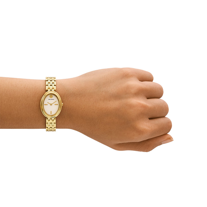 Tory Burch Women's Oval Two-Hand  Gold-Tone Stainless Steel Watch