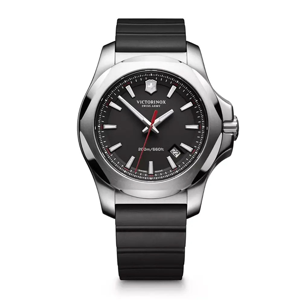 Victorinox Men's Silver Tone Case Black Dial Quartz Watch