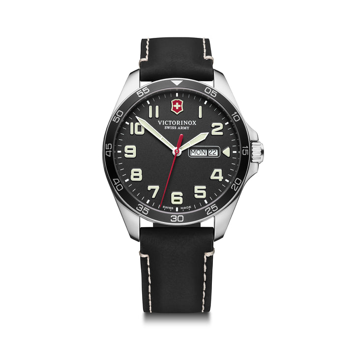 Victorinox Men's Silver Tone Case Black Dial Quartz Watch