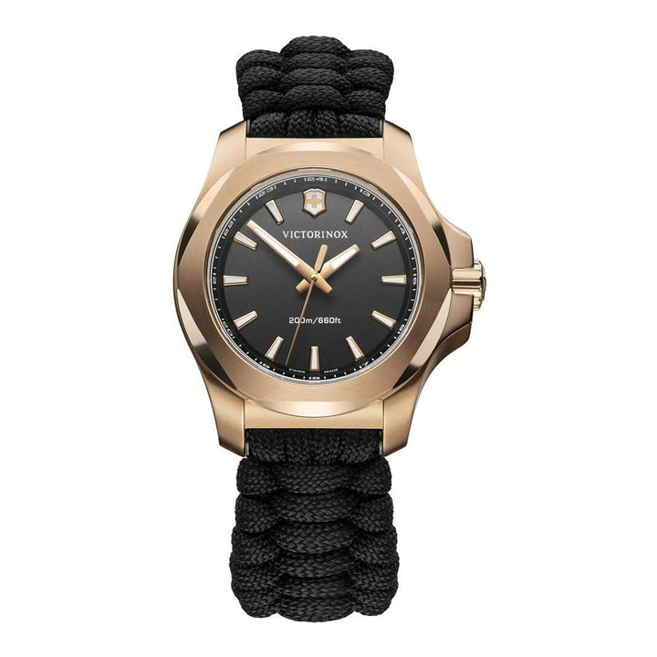 Victorinox Men's Rose Gold Tone Case Black Dial Quartz Watch