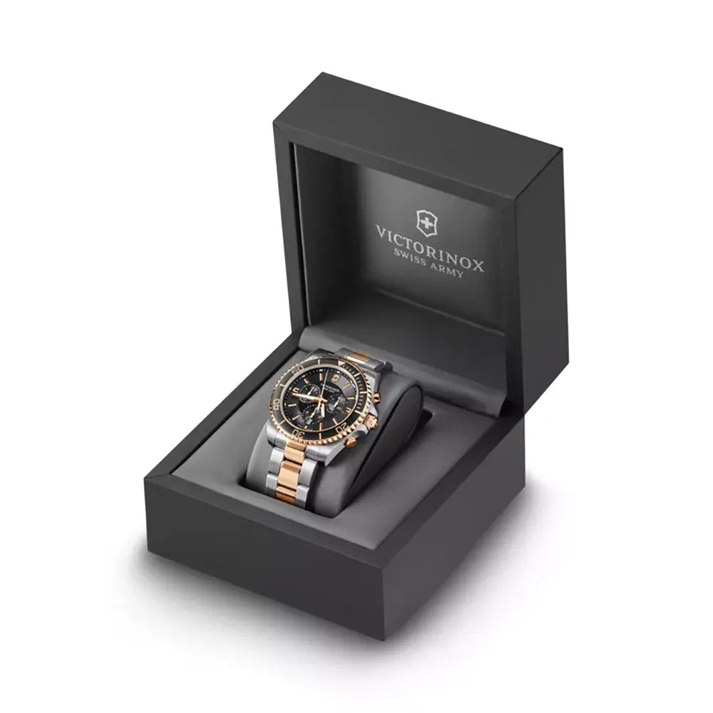 Victorinox Men's Silver Tone Case Black Dial Quartz Watch
