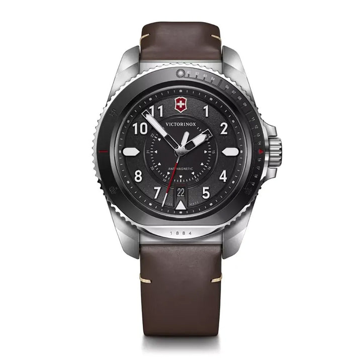 Victorinox Men's Silver Tone Case Black Dial Quartz Watch