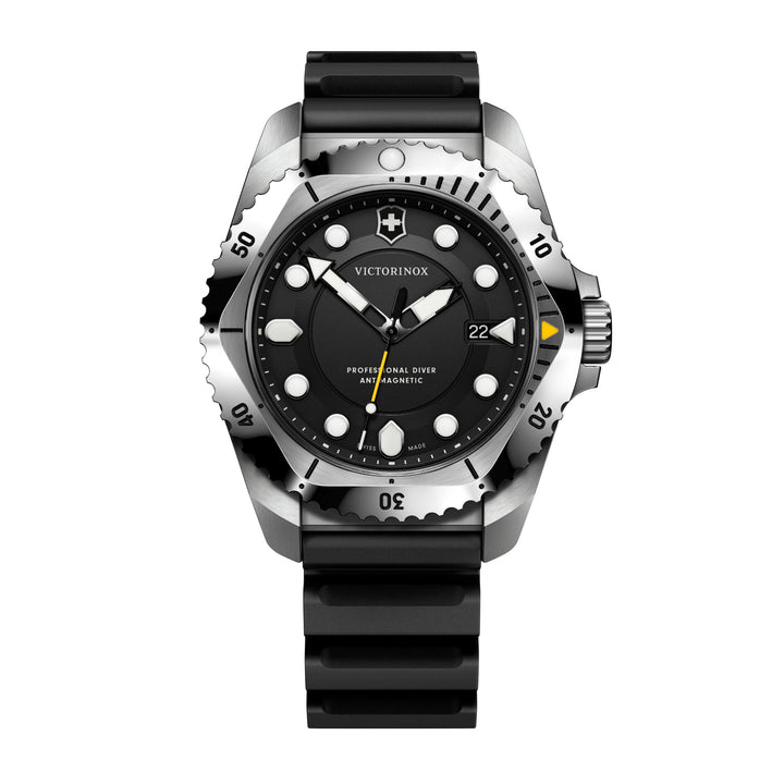 Victorinox Men's Silver Tone Case Black Dial Quartz Watch