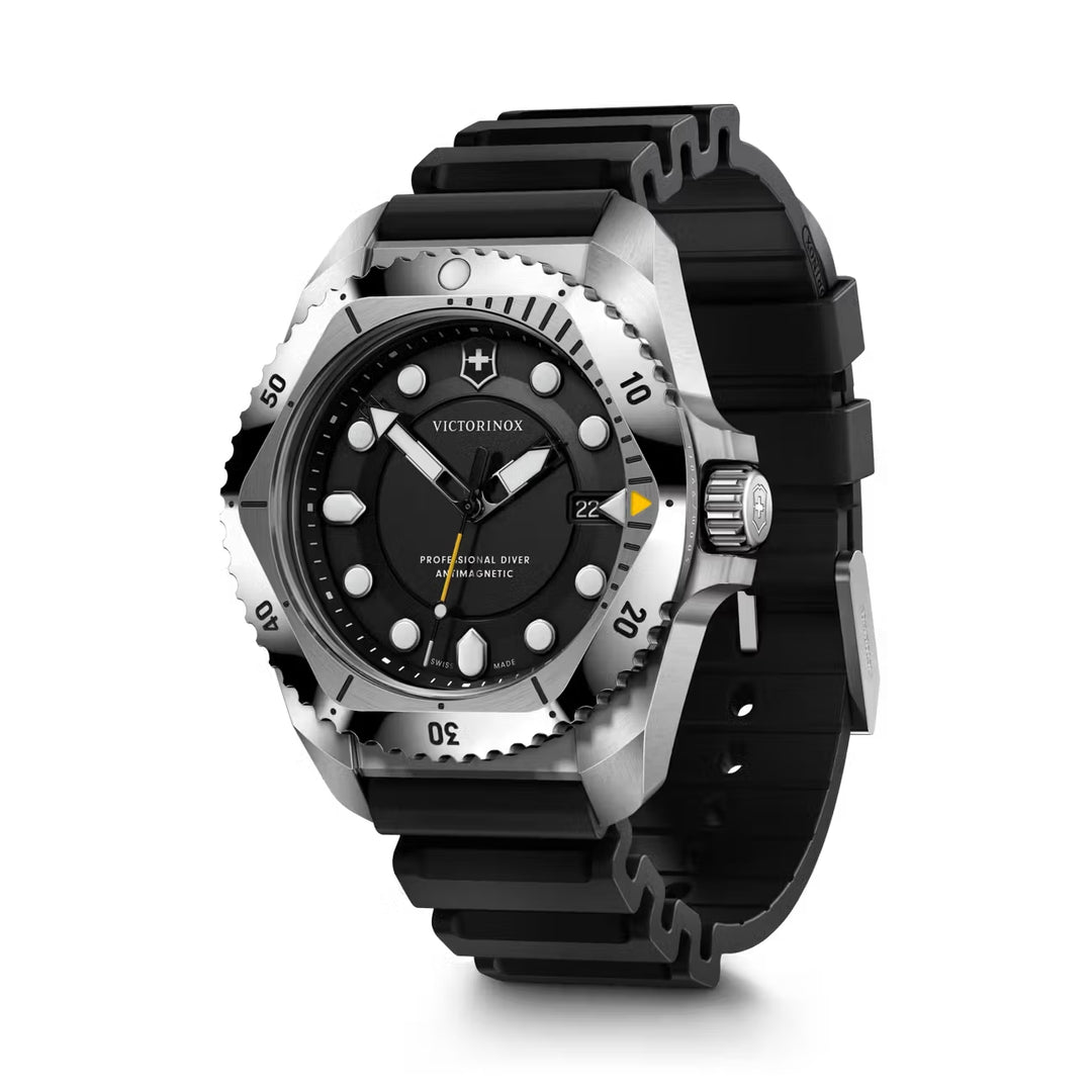 Victorinox Men's Silver Tone Case Black Dial Quartz Watch