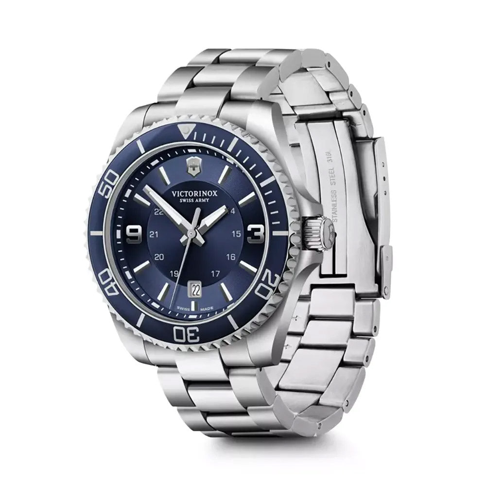 Victorinox Men's Silver Tone Case Blue Dial Quartz Watch