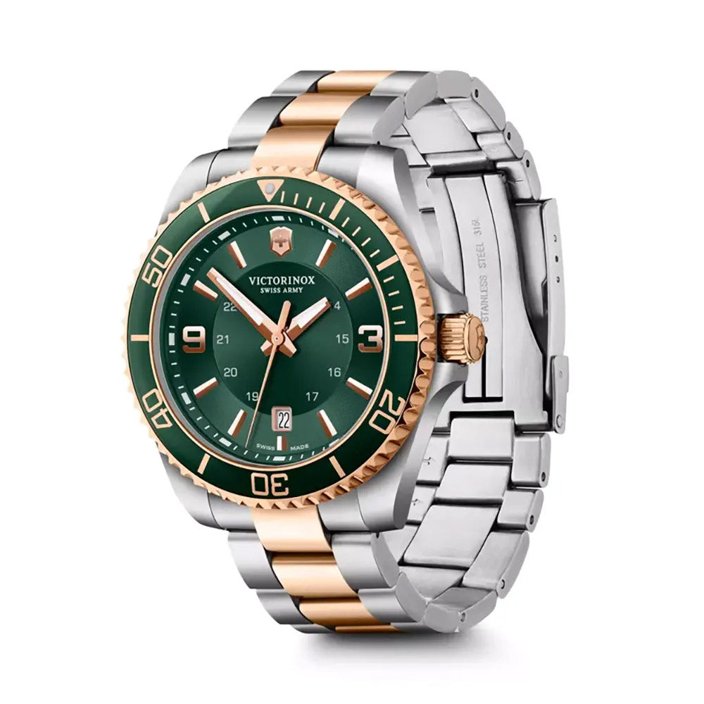 Victorinox Men's Silver Tone Case Green Dial Quartz Watch