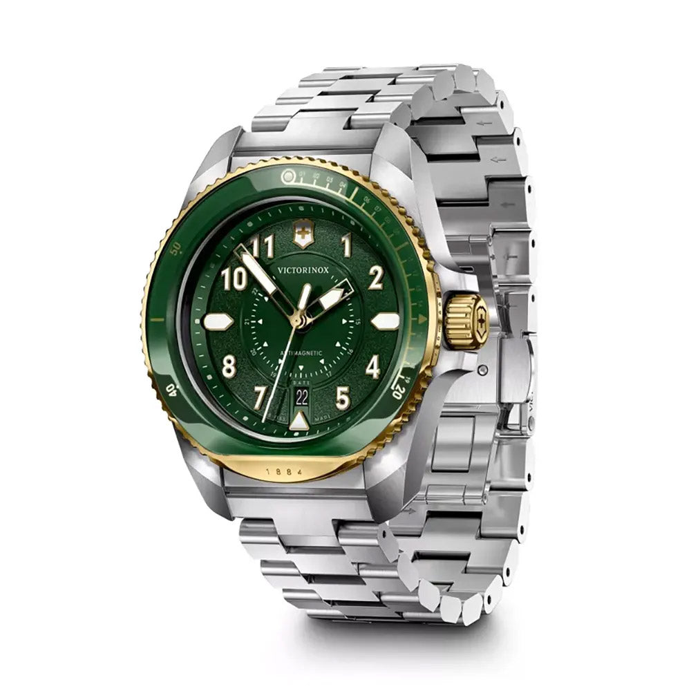 Victorinox Men's Silver Tone Case Green Dial Quartz Watch