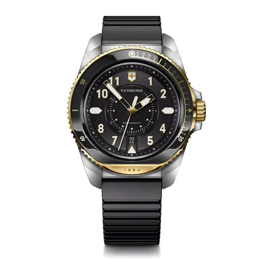 Victorinox Men's Silver Tone Case Black Dial Quartz Watch