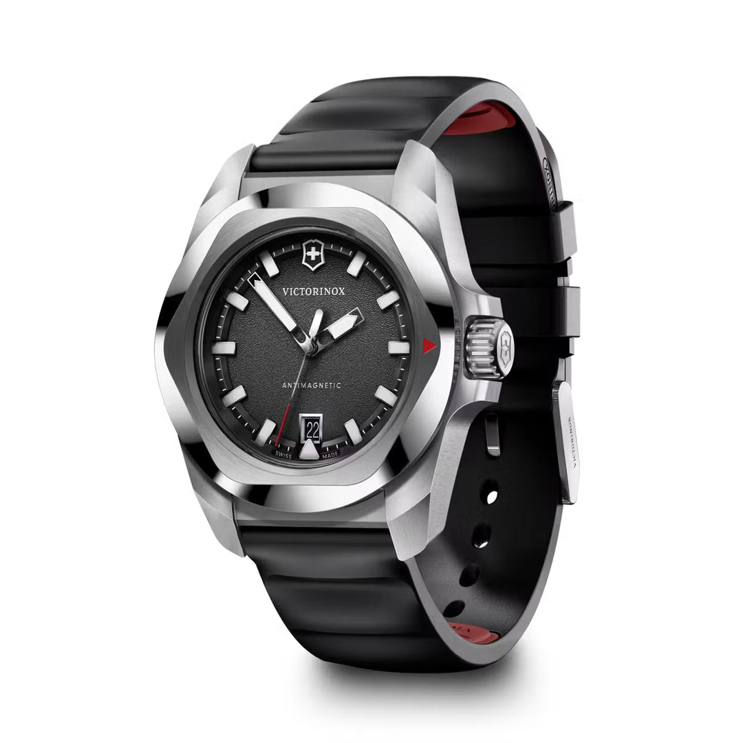 Victorinox Men's Silver Tone Case Black Dial Quartz Watch
