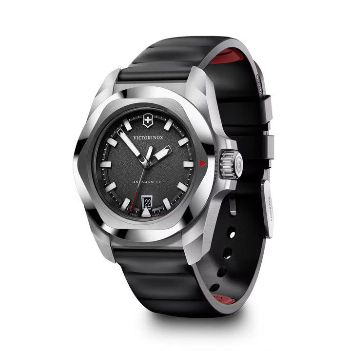 Victorinox Men's Silver Tone Case Black Dial Quartz Watch