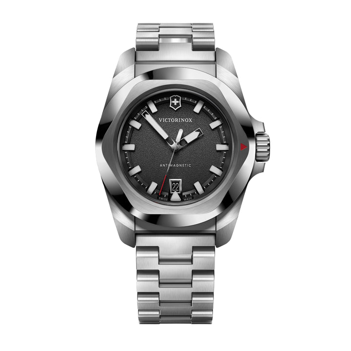 Victorinox Men's Silver Tone Case Black Dial Quartz Watch