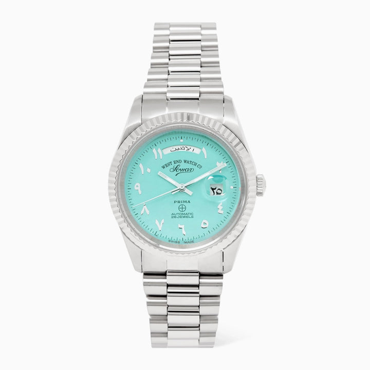 West End Women's Silver Tone Case Turquoise Dial Automatic Watch