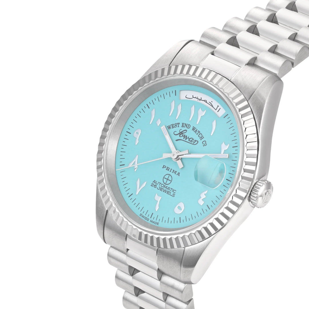 West End Women's Silver Tone Case Turquoise Dial Automatic Watch