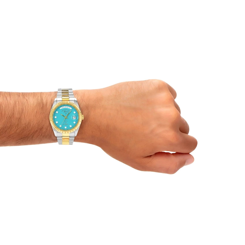 West End Women's Silver Tone Case Turquoise Dial Automatic Watch