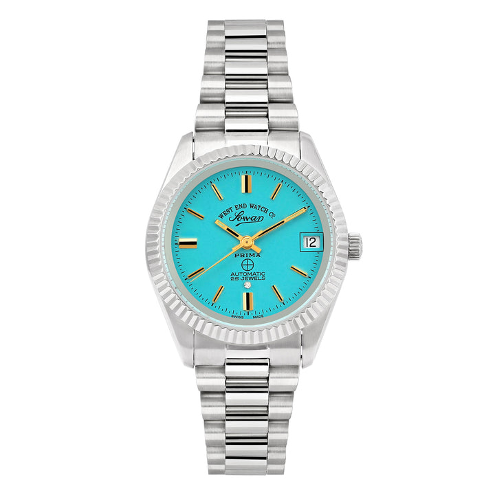 West End Women's Silver Tone Case Turquoise Dial Automatic Watch