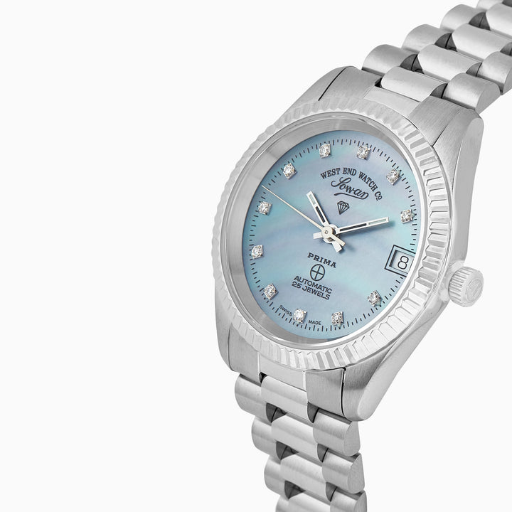 West End Women's Silver Tone Case Blue Dial Automatic Watch