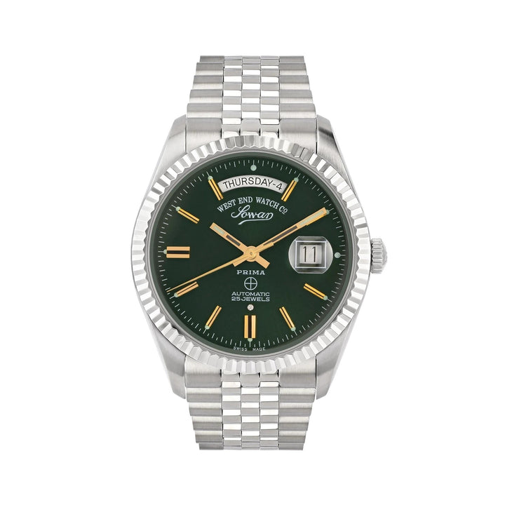 West End Men's Silver Tone Case Green Dial Automatic Watch