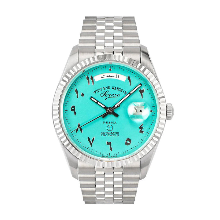 West End Men's Silver Tone Case Turquoise Dial Automatic Watch