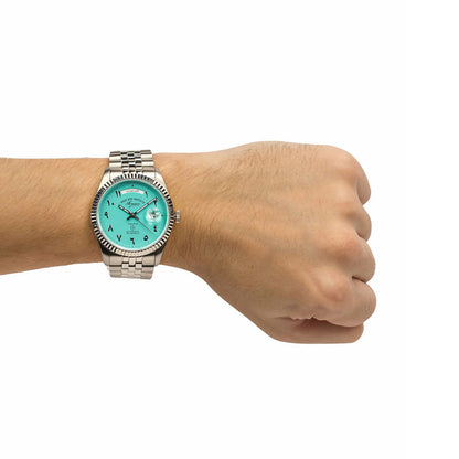 West End Men's Silver Tone Case Turquoise Arabic Dial Automatic Watch - 6868.10.3377
