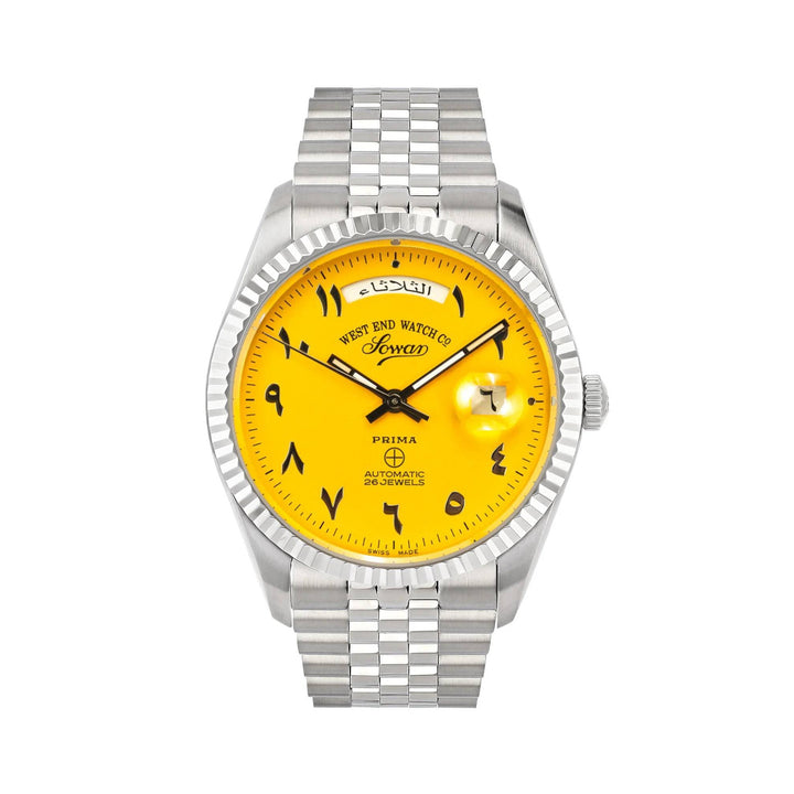 West End Men's Silver Tone Case Yellow Dial Automatic Watch