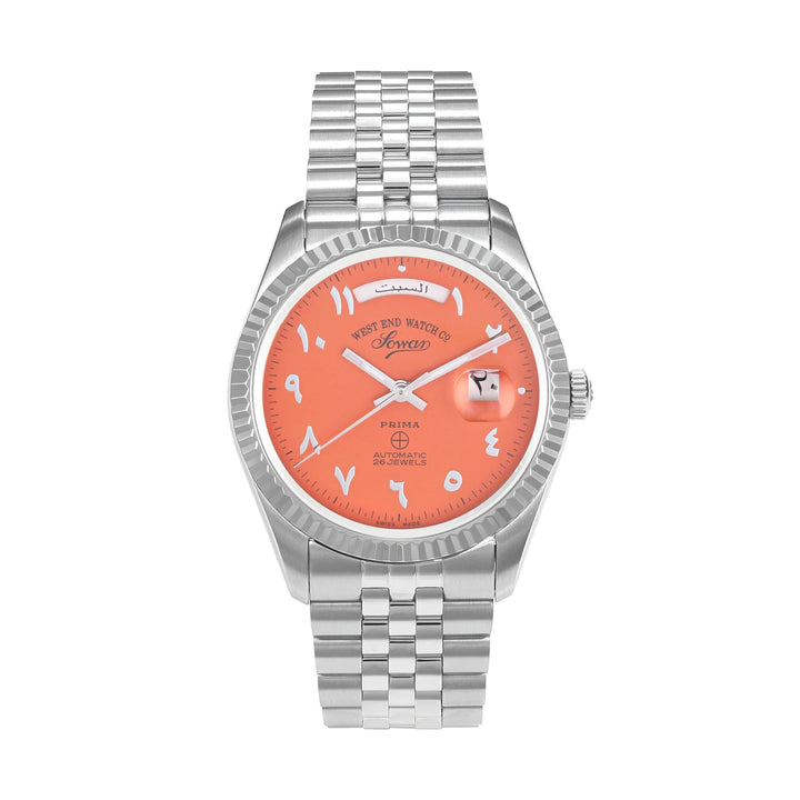 West End Men's Silver Tone Case Orange Dial Automatic Watch