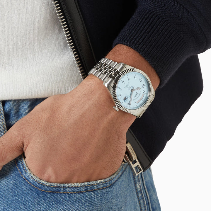 West End Men's Silver Tone Case Blue Dial Automatic Watch