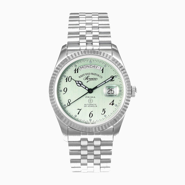 West End Men's Silver Tone Case Green Dial Automatic Watch