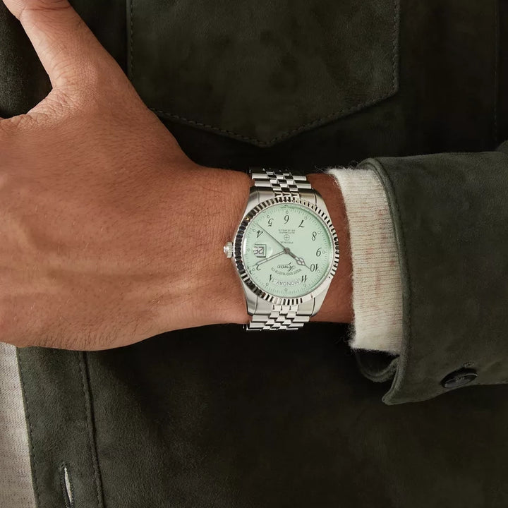 West End Men's Silver Tone Case Green Dial Automatic Watch