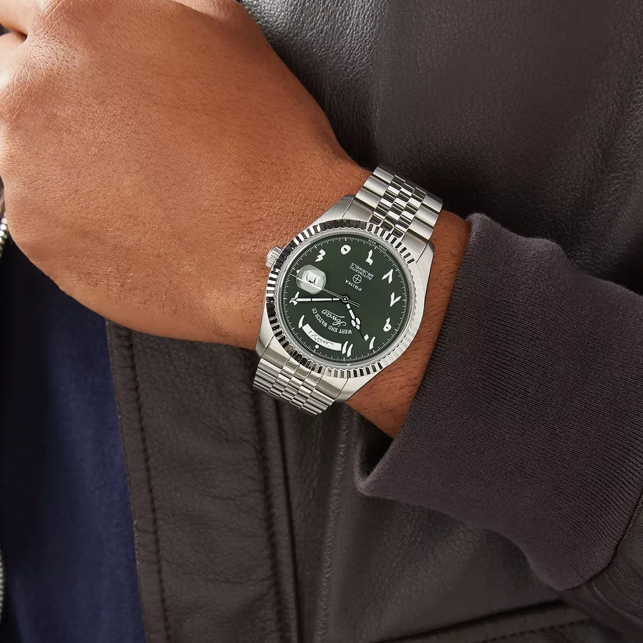 West End Men's Silver Tone Case Green Dial Automatic Watch