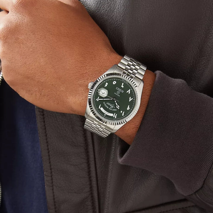 West End Men's Silver Tone Case Green Dial Automatic Watch