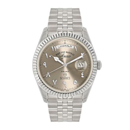 West End Men's Silver Tone Case Grey Arabic Dial Automatic Watch