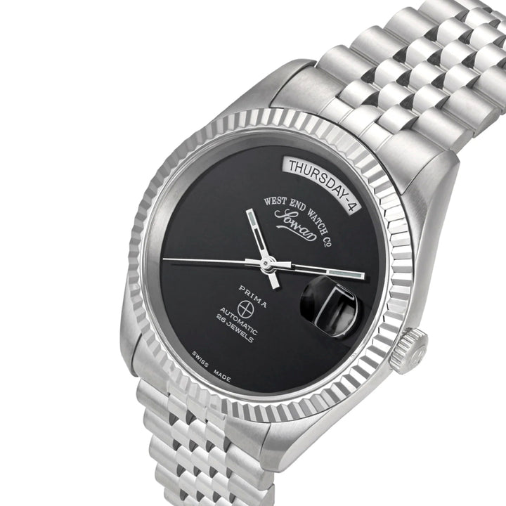West End The Classics Automatic 37mm Stainless Steel Watch Black Onyx Dial