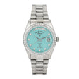West End The Classics Automatic 37mm Stainless Steel Watch Turquoise Dial with Real Diamond in Bezel and Markers