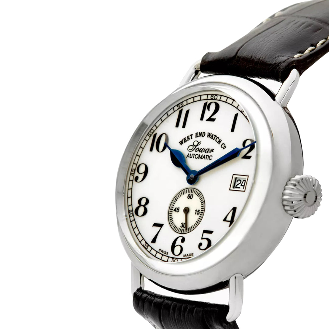 West End Sowar 1916 Automatic Gents Watch 39mm with White Dial and Leather Strap