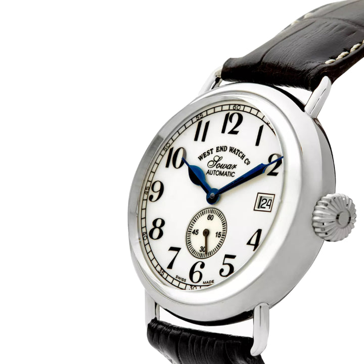 West End Sowar 1916 Automatic Gents Watch 39mm with White Dial and Leather Strap