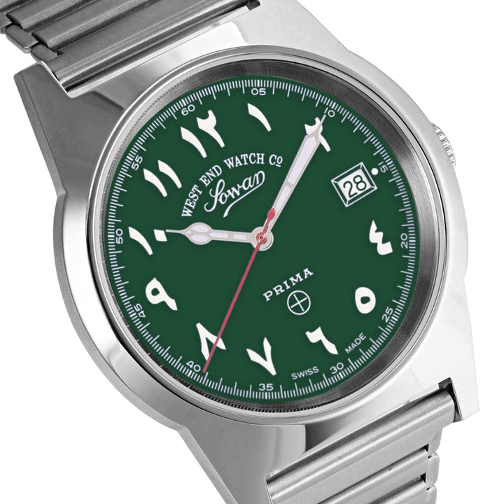 West End Souq Collection 38mm Stainless Steel Quartz Watch Green Dial with Arabic Numerals