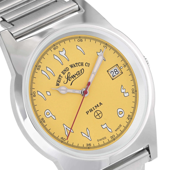 West End Souq Collection 38mm Stainless Steel Quartz Watch Yellow Dial with Arabic Numerals