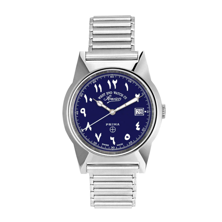 West End Souq Collection 38mm Stainless Steel Quartz Watch Sunray Blue Dial with Arabic Numerals