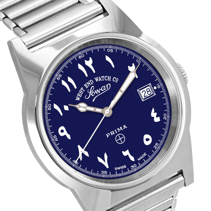 West End Souq Collection 38mm Stainless Steel Quartz Watch Sunray Blue Dial with Arabic Numerals