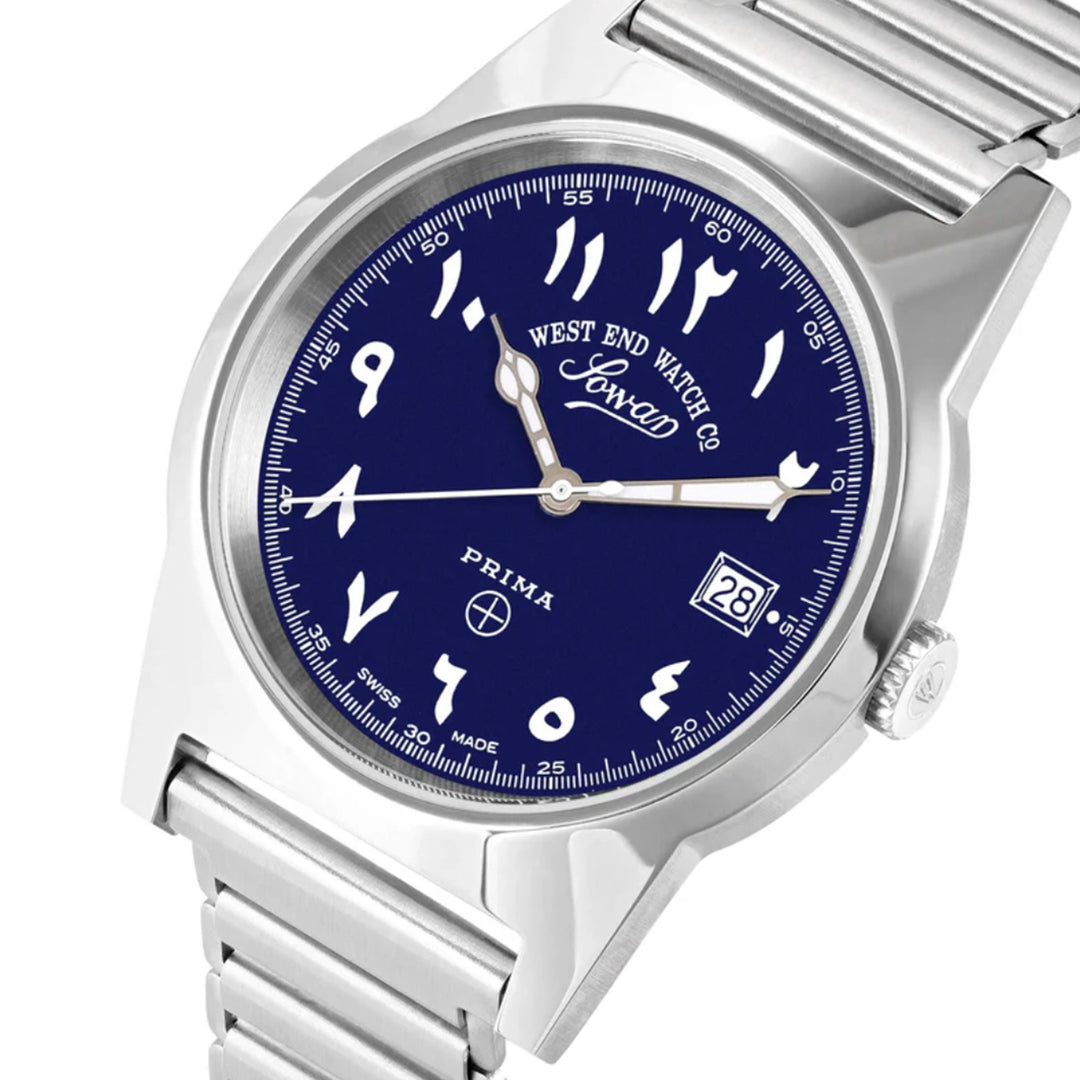West End Souq Collection 38mm Stainless Steel Quartz Watch Sunray Blue Dial with Arabic Numerals