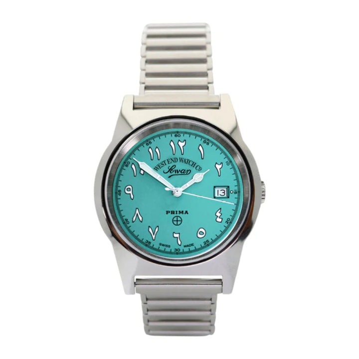 West End Souq Collection 38mm Stainless Steel Quartz Watch Turquoise Dial with Arabic Numerals