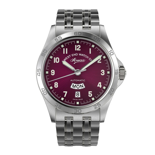 West End Sowar 2000 39mm Automatic Gents Watch Burgundy Red Dial