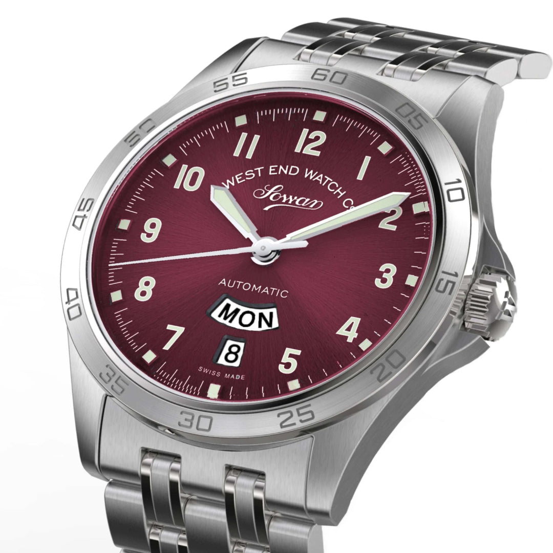 West End Sowar 2000 39mm Automatic Gents Watch Burgundy Red Dial