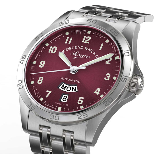 West End Sowar 2000 39mm Automatic Gents Watch Burgundy Red Dial